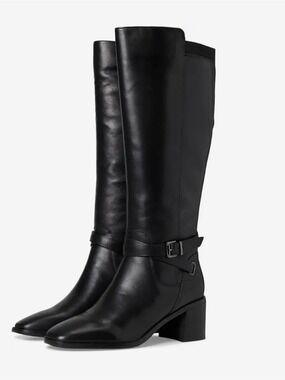 Easy Spirit Women's Noma Tall Leather Knee High Block Heel Boots Black - NWT